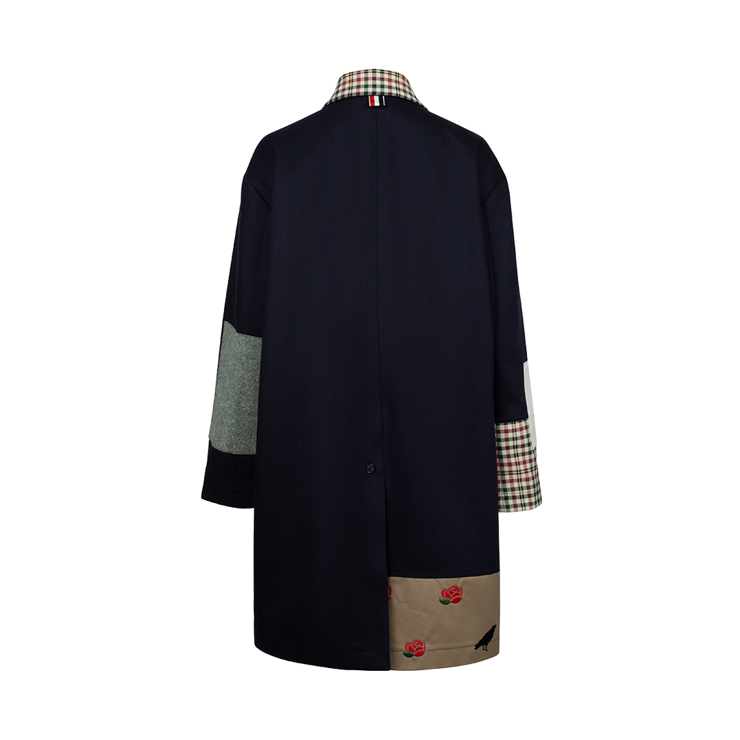 Patchwork Raincoat With Detachable Collar | Back view of Patchwork Raincoat With Detachable Collar THOM BROWNE