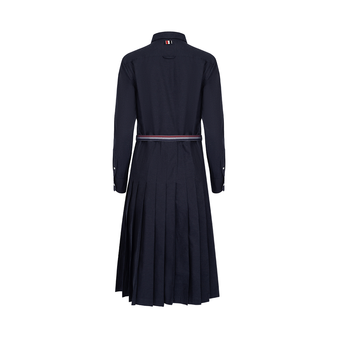 Long Sleeve Pleated Shirtdress | Back view of Long Sleeve Pleated Shirtdress THOM BROWNE