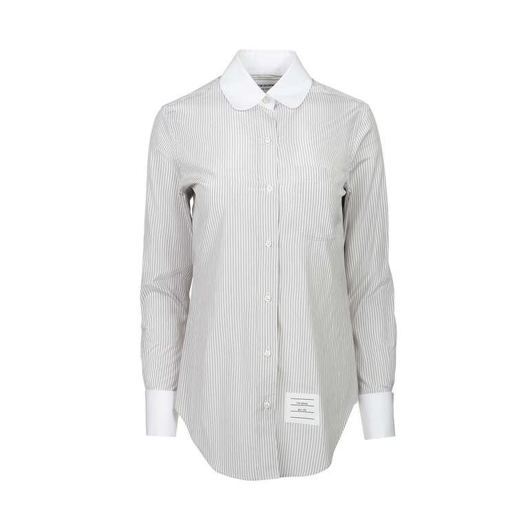 Striped Rounded-Collar Shirt | Front view of Striped Rounded-Collar Shirt THOM BROWNE