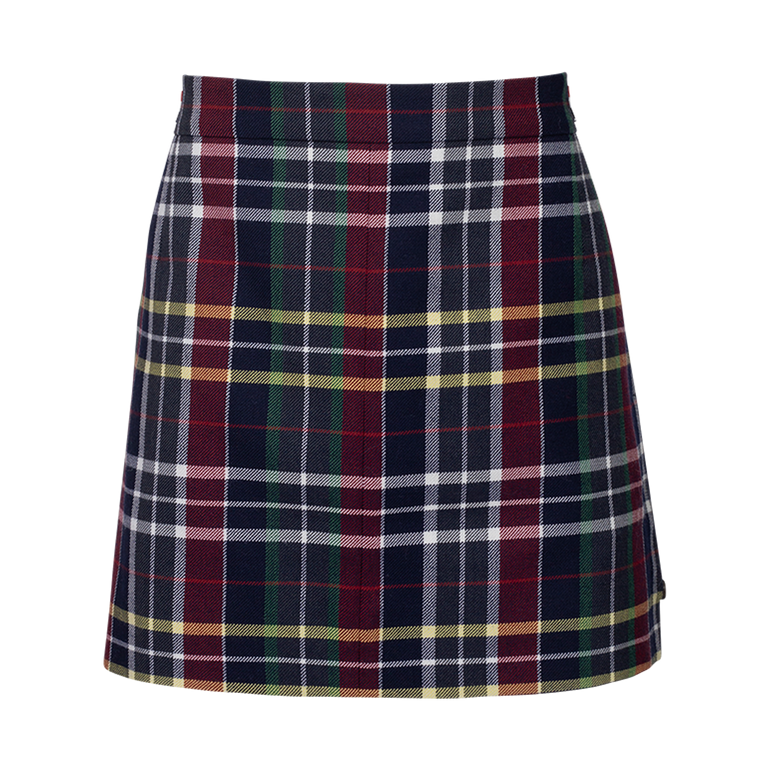 Tartan Side Tab Wool Miniskirt | Front veiw of Tartan Side Tab Wool Miniskirt THOM BROWNE