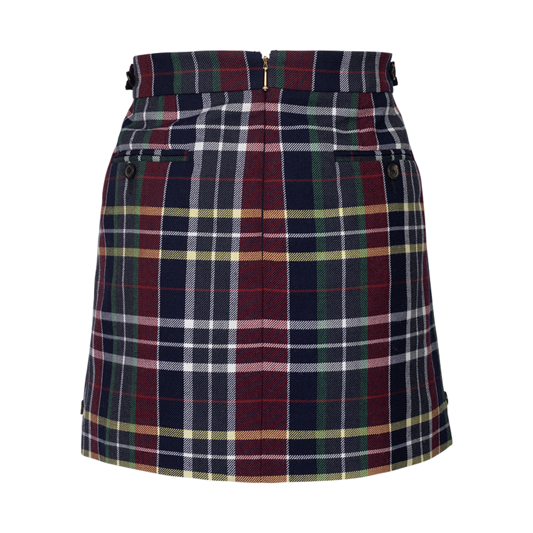 Tartan Side Tab Wool Miniskirt | Back veiw of Tartan Side Tab Wool Miniskirt THOM BROWNE