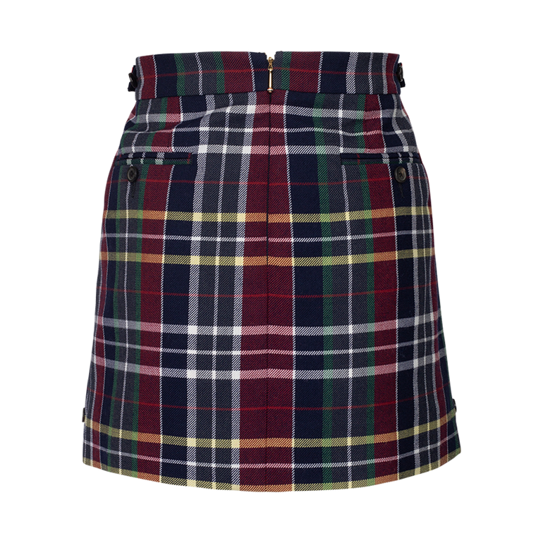 Tartan Side Tab Wool Miniskirt | Back veiw of Tartan Side Tab Wool Miniskirt THOM BROWNE