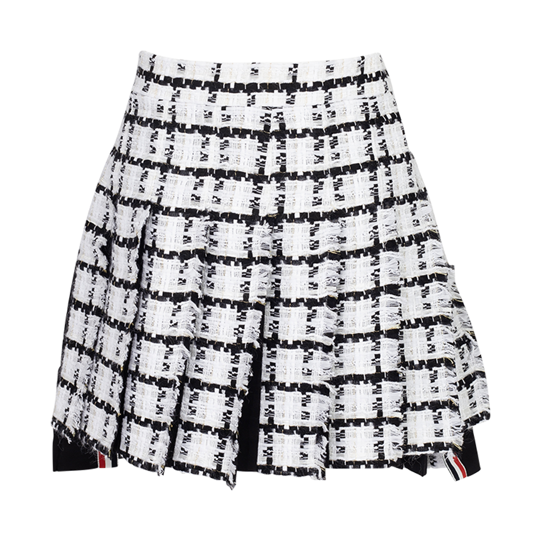 Pleated Tweed Miniskirt | Front view of Pleated Tweed Miniskirt THOM BROWNE