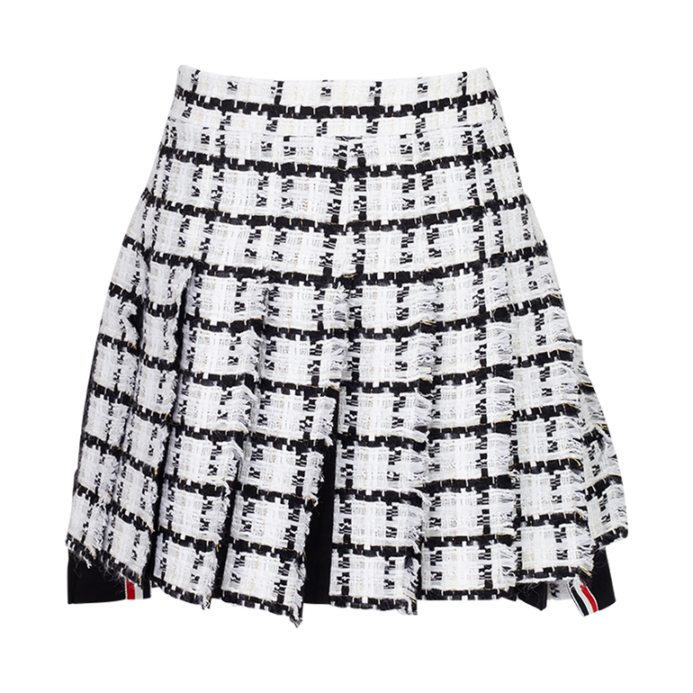 Pleated Tweed Miniskirt | Front view of Pleated Tweed Miniskirt THOM BROWNE