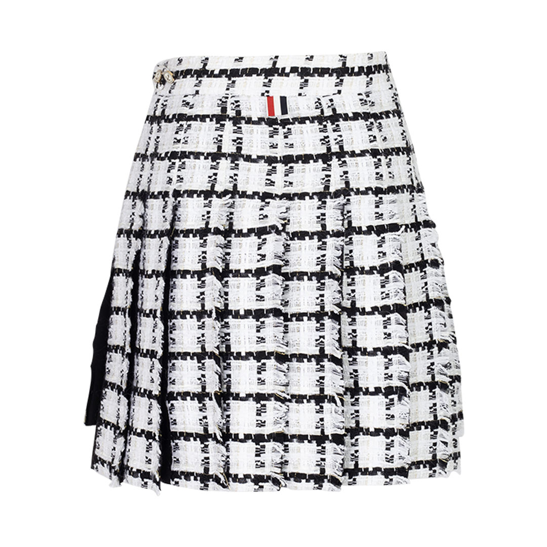 Pleated Tweed Miniskirt | Back view of Pleated Tweed Miniskirt THOM BROWNE