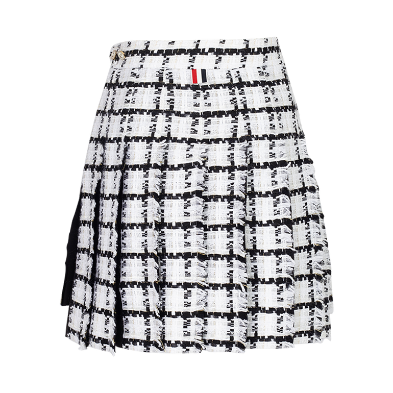 Pleated Tweed Miniskirt | Back view of Pleated Tweed Miniskirt THOM BROWNE