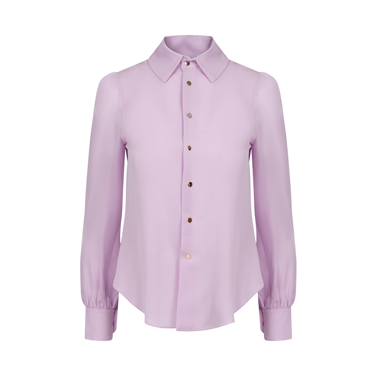 Button-Down Shirt | Front view of Button-Down Shirt in Lilac DICE KAYEK