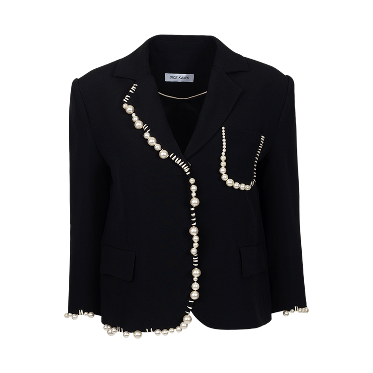 Pearl-Embellished Blazer | Front view of Pearl-Embellished Blazer DICE KAYEK