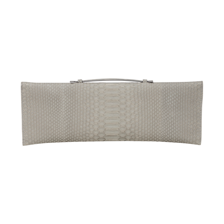 Light Grey Python Tuxedo Clutch | Back view of Light Grey Python Tuxedo Clutch SUSIE STRAUBMUELLER