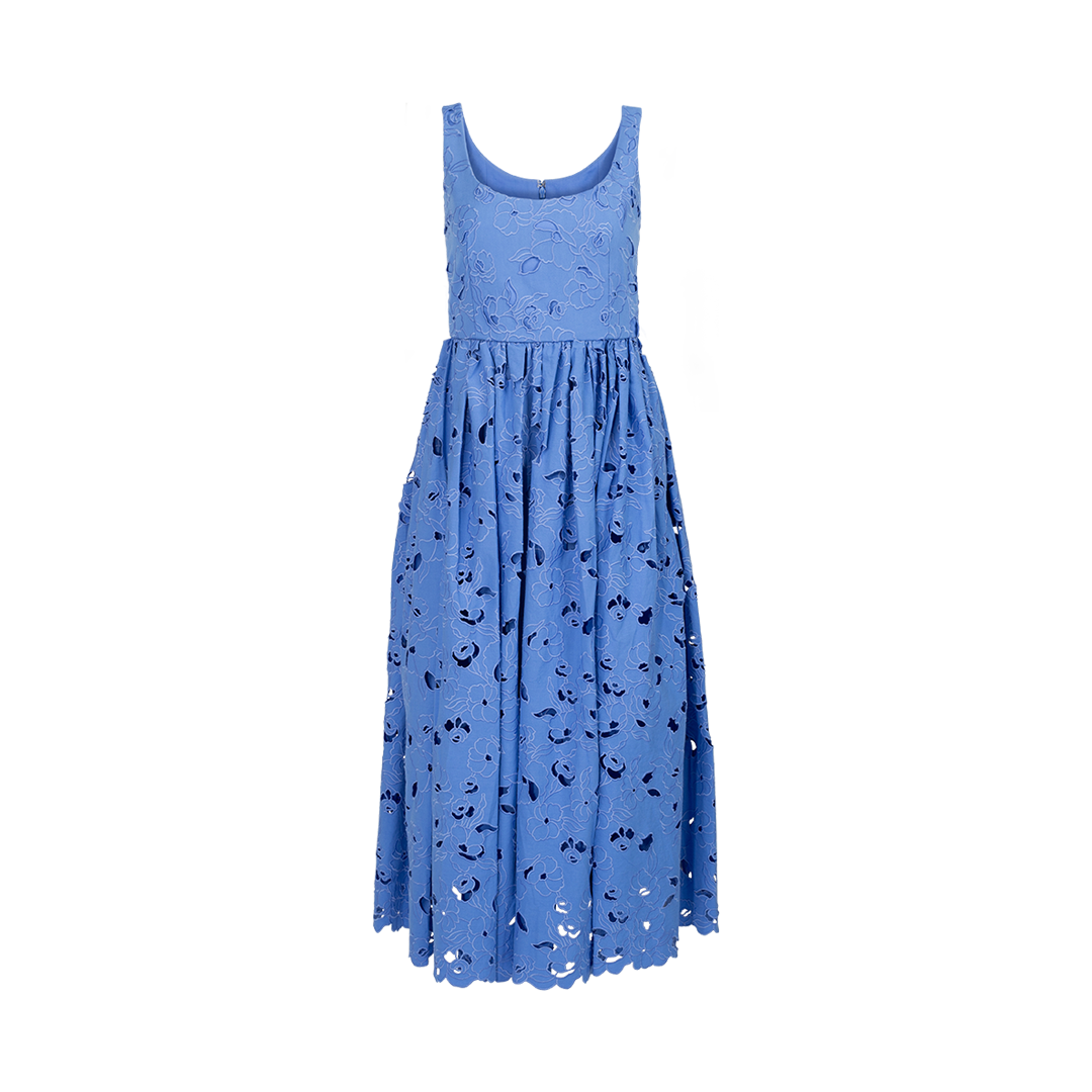 Embroidered Fit-and-Flare Midi Dress | Front view of Embroidered Fit-and-Flare Midi Dress ERDEM