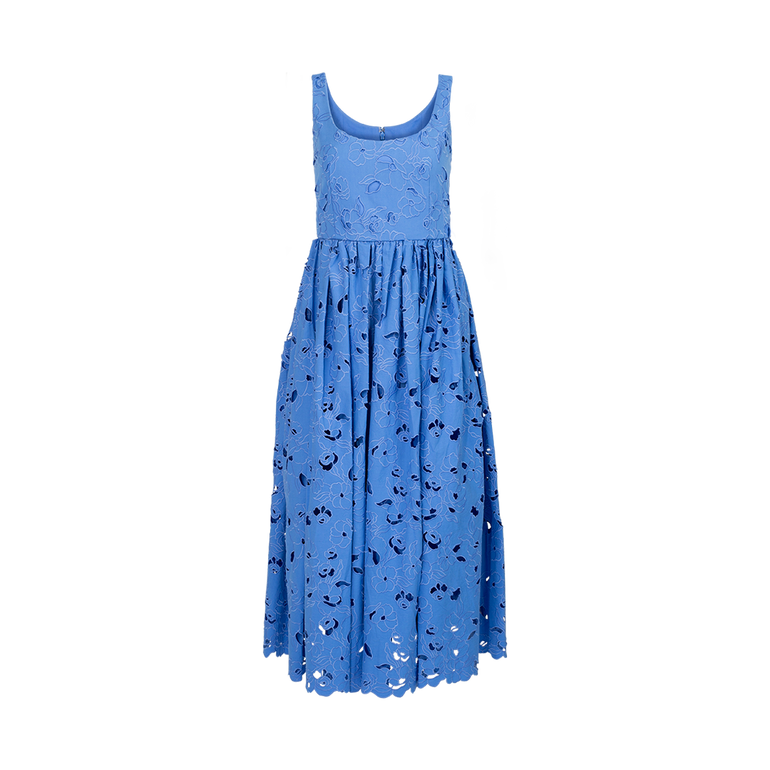 Embroidered Fit-and-Flare Midi Dress | Front view of Embroidered Fit-and-Flare Midi Dress ERDEM