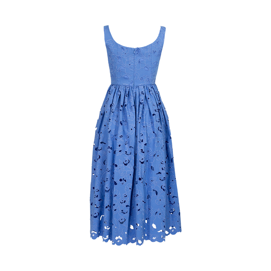 Embroidered Fit-and-Flare Midi Dress | Back view of Embroidered Fit-and-Flare Midi Dress ERDEM