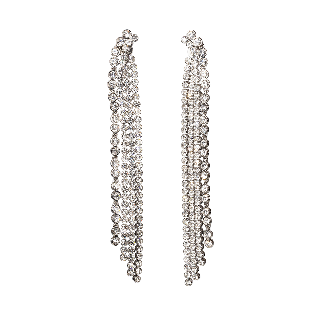 Crystal Long Waterfall Earrings | Front view of Crystal Long Waterfall Earrings ERDEM