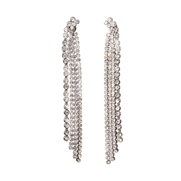 Crystal Long Waterfall Earrings | Front view of Crystal Long Waterfall Earrings ERDEM