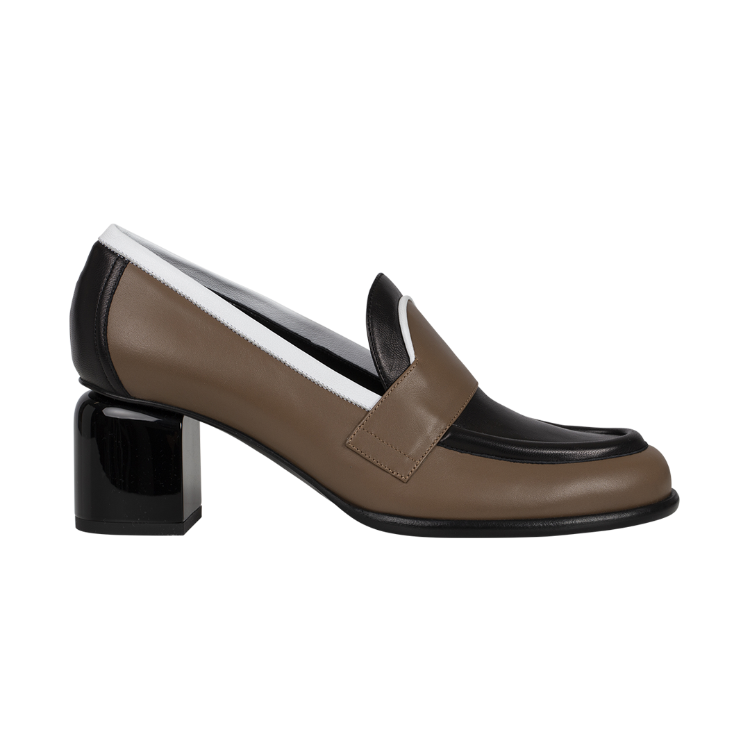 Easton Mixed Leather Heeled Loafers | Side view of Easton Mixed Leather Heeled Loafers PIERRE HARDY