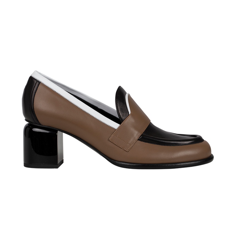 Easton Mixed Leather Heeled Loafers | Side view of Easton Mixed Leather Heeled Loafers PIERRE HARDY