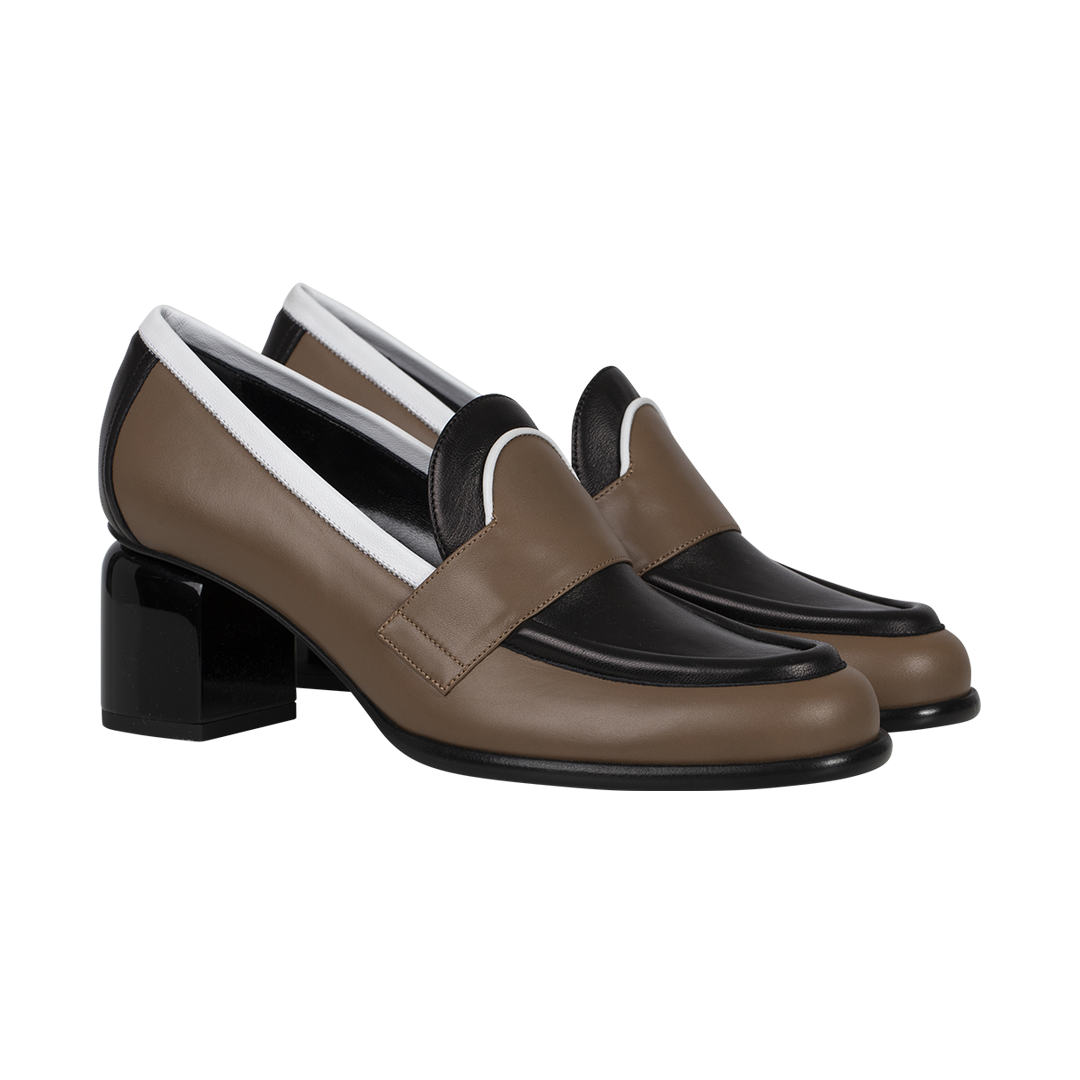 Easton Mixed Leather Heeled Loafers | Side view of Both Easton Mixed Leather Heeled Loafers PIERRE HARDY