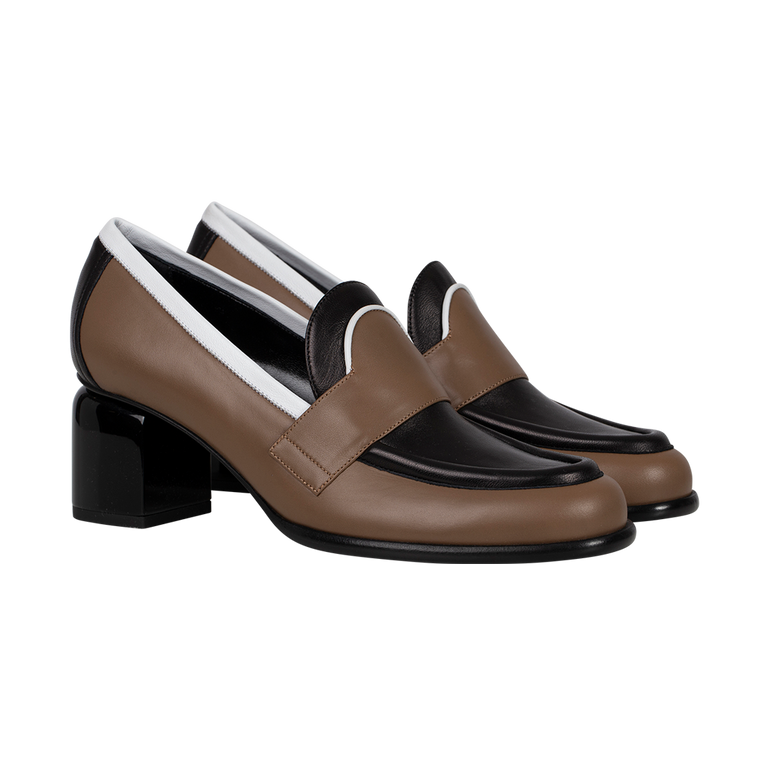 Easton Mixed Leather Heeled Loafers | Side view of Both Easton Mixed Leather Heeled Loafers PIERRE HARDY