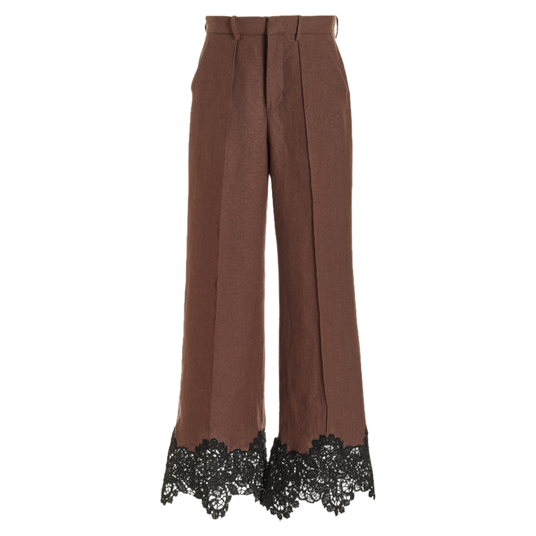 Lace-Paneled Wide-Leg Pants | Front view of Lace-Paneled Wide-Leg Pants ROSIE ASSOULIN