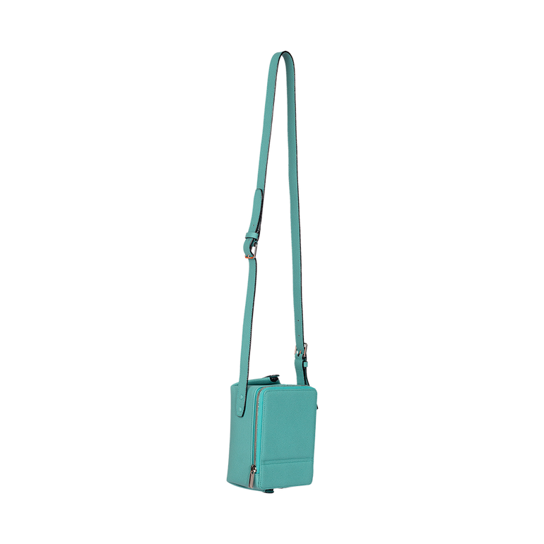 Tric Trac Crossbody Bag | Side view of Tric Trac Crossbody Bag in Mint VALEXTRA