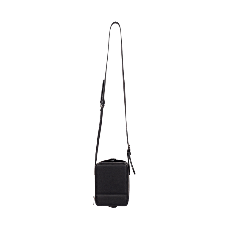 Tric Trac Crossbody Bag | Back view of Tric Trac Crossbody Bag in Black VALEXTRA