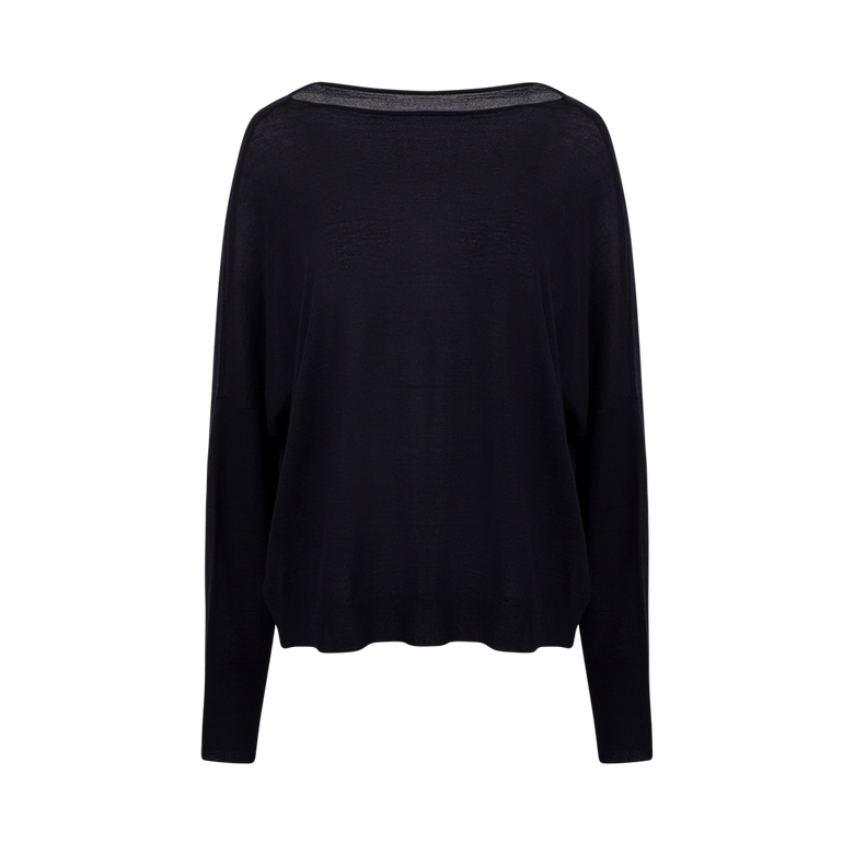 Chunky Boat Neck Sweater | Front view of Chunky Boat Neck Sweater in Midnight DUSAN