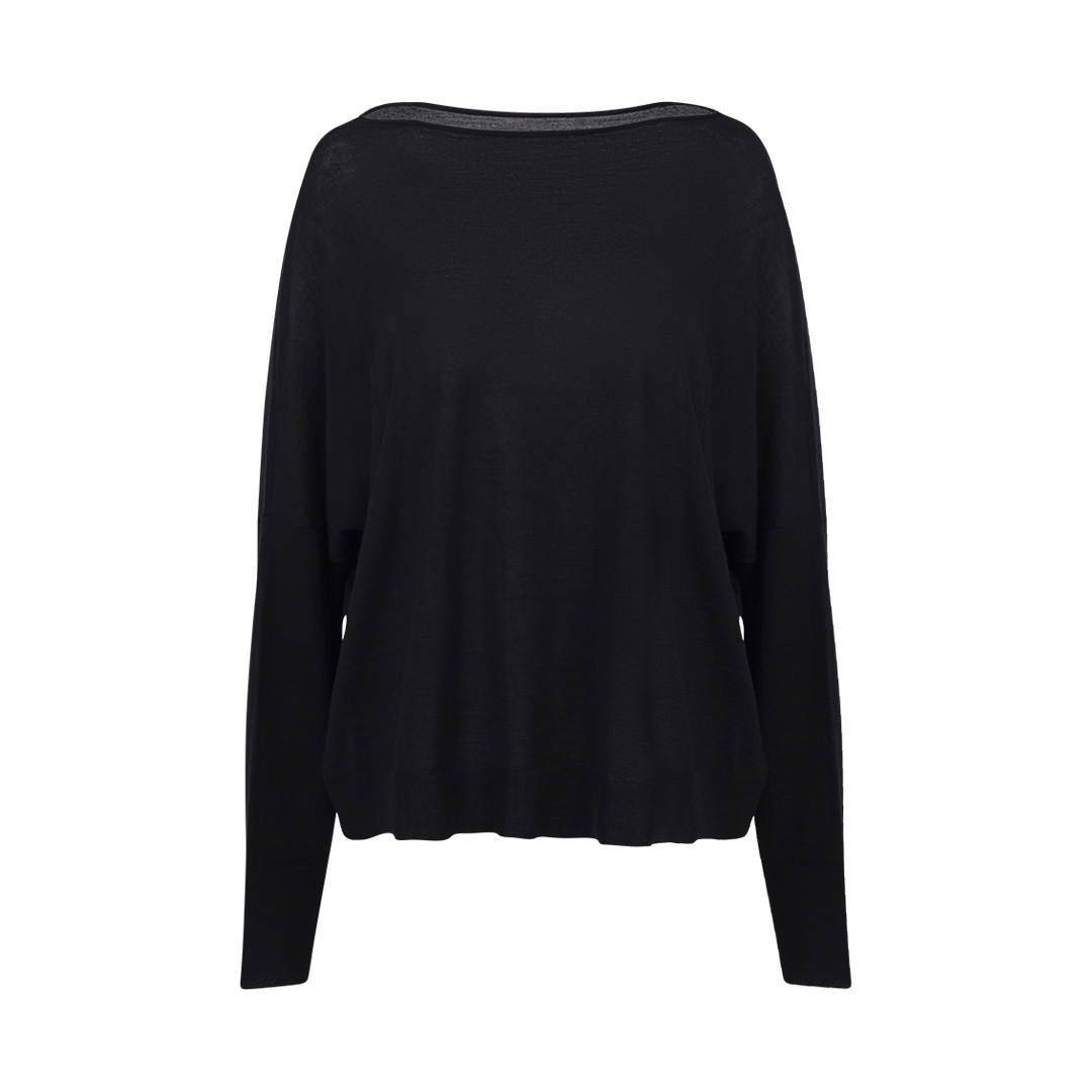 Chunky Boat Neck Sweater | Front view of Chunky Boat Neck Sweater in Midnight DUSAN