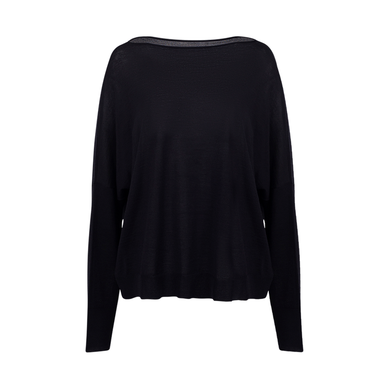 Chunky Boat Neck Sweater | Front view of Chunky Boat Neck Sweater in Midnight DUSAN