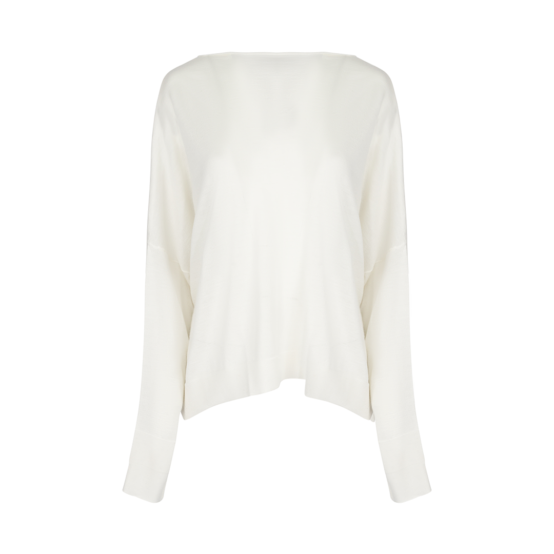 Chunky Boat Neck Sweater | Front view of Chunky Boat Neck Sweater in Cream DUSAN