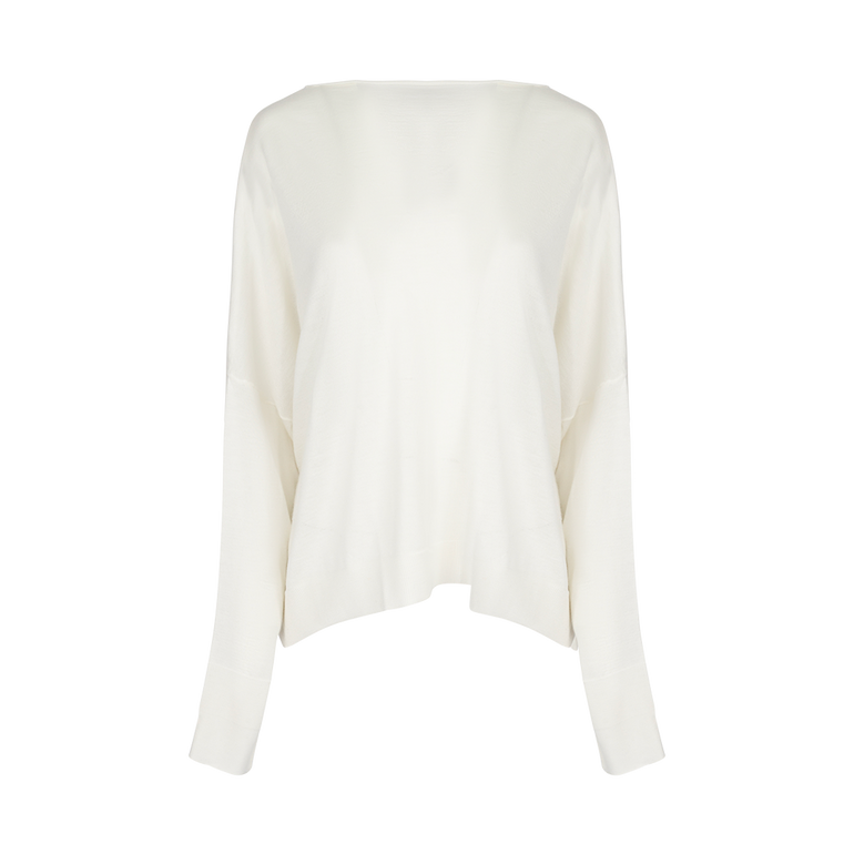 Chunky Boat Neck Sweater | Front view of Chunky Boat Neck Sweater in Cream DUSAN