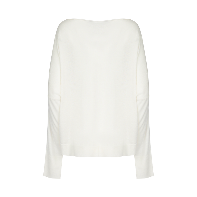 Chunky Boat Neck Sweater | Back view of Chunky Boat Neck Sweater in Cream DUSAN