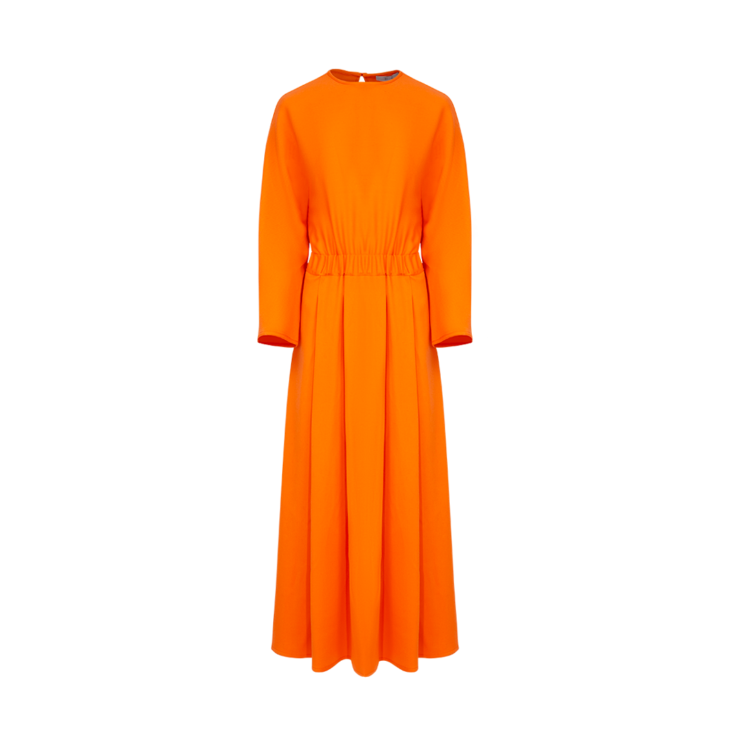 Long Sleeve Midi Dress with Round Neckline | Front view of Long Sleeve Midi Dress with Round Neckline DUSAN