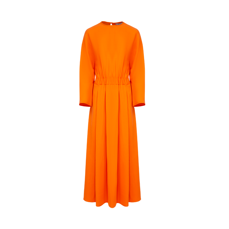 Long Sleeve Midi Dress with Round Neckline | Front view of Long Sleeve Midi Dress with Round Neckline DUSAN