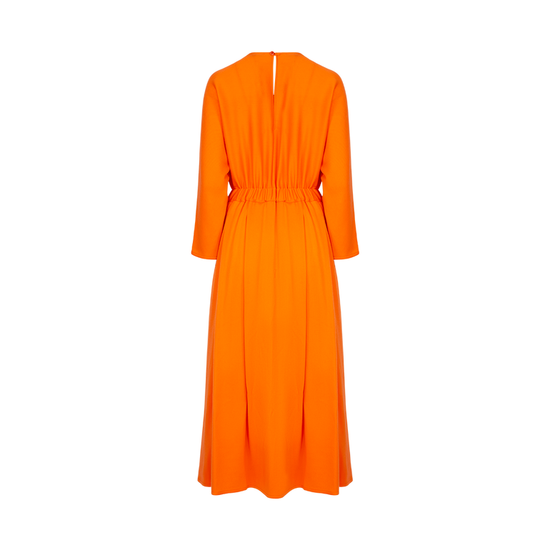 Long Sleeve Midi Dress with Round Neckline | Back view of Long Sleeve Midi Dress with Round Neckline DUSAN