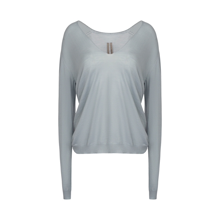 V-Neck Pullover Sweater | Front view of V-Neck Pullover Sweater in Light Blue RICK OWENS