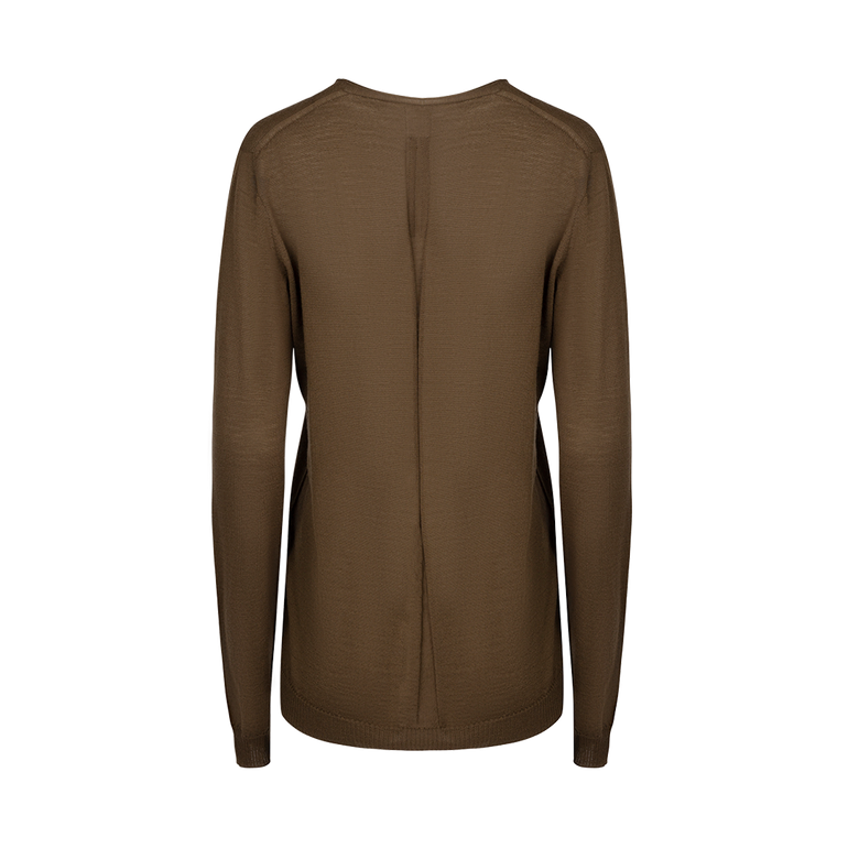 V-Neck Pullover Sweater | Back view of V-Neck Pullover Sweater in Brown RICK OWENS