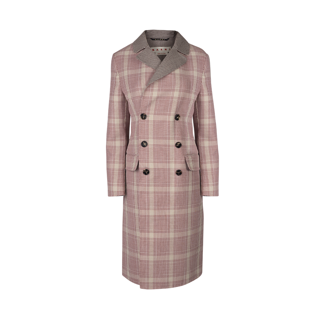 Checked Double-Breasted Coat | Front view of Checked Double-Breasted Coat MARNI