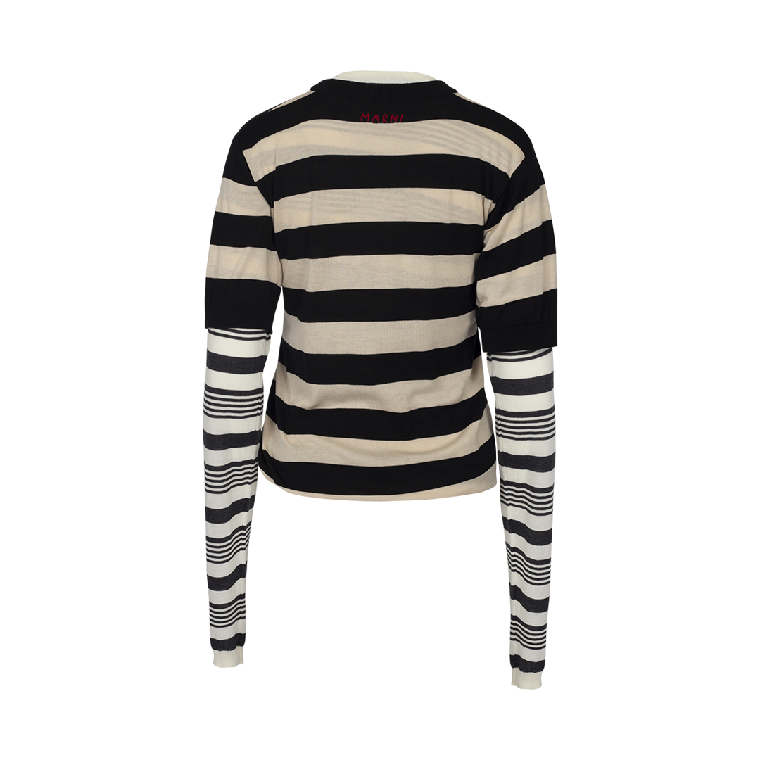 Striped Layered Crewneck | Back view of Striped Layered Crewneck MARNI