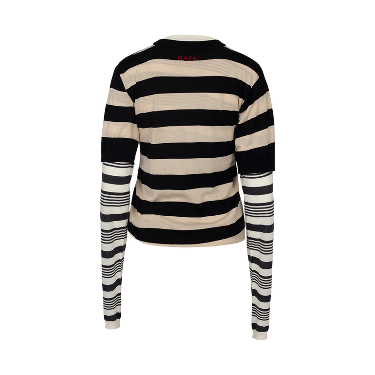 Striped Layered Crewneck | Back view of Striped Layered Crewneck MARNI