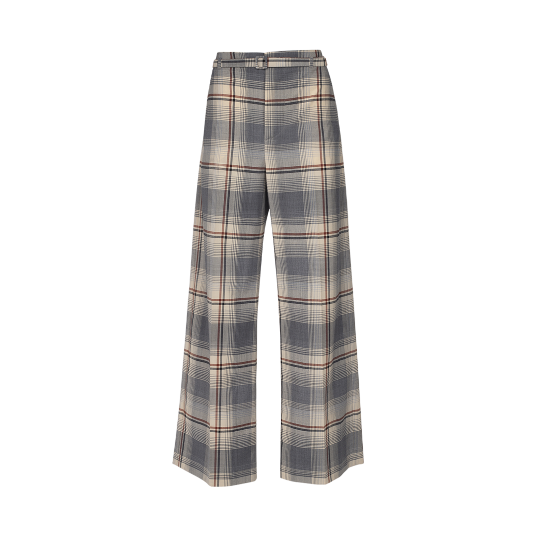 Belted Check Trousers | Front view of Belted Check Trousers DUSAN