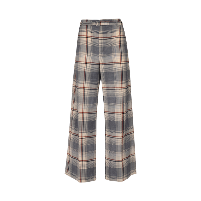 Belted Check Trousers | Front view of Belted Check Trousers DUSAN