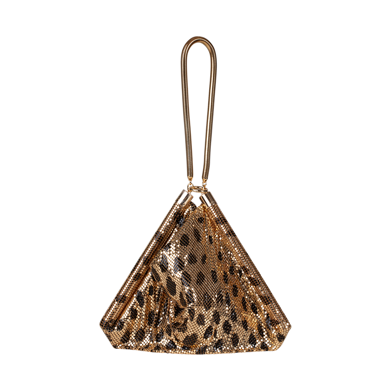 Cheetah Print Mesh Shoulder Bag | Back view of Cheetah Print Mesh Shoulder Bag RABANNE