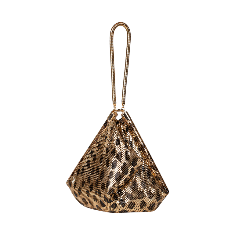 Cheetah Print Mesh Shoulder Bag | Front view of Cheetah Print Mesh Shoulder Bag RABANNE