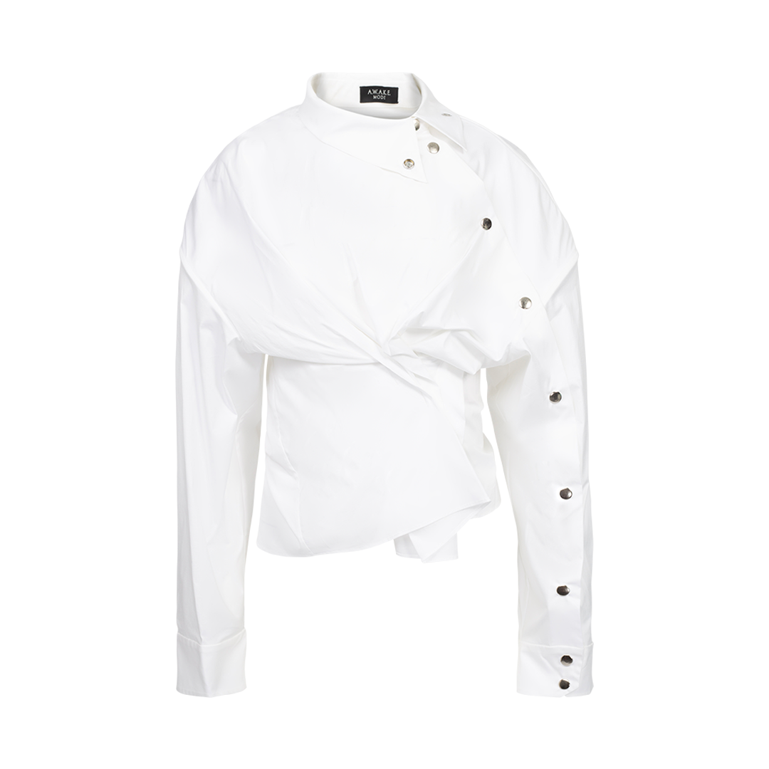 White shirt with black button details
