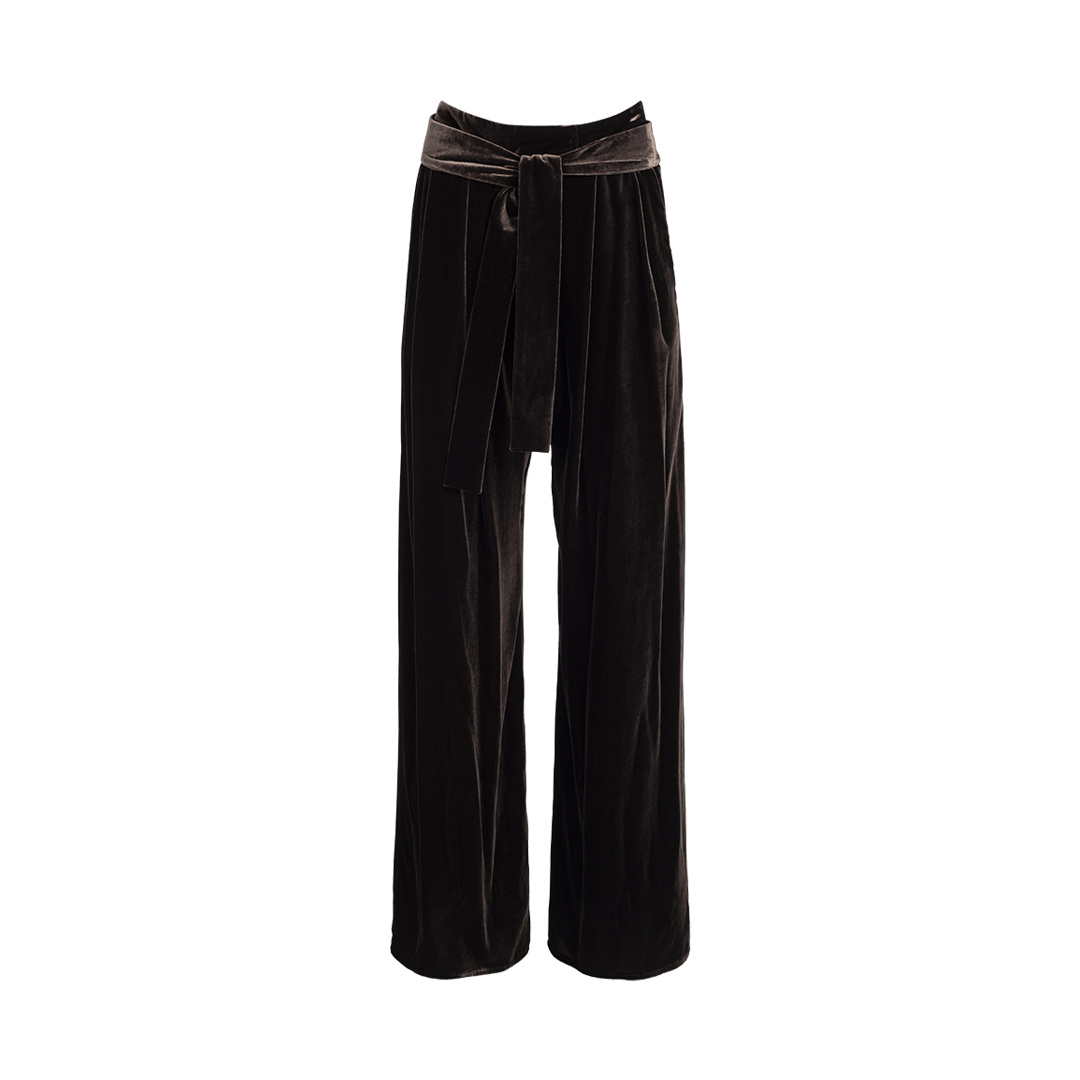 Velvet Wide-Leg Pants With Belt