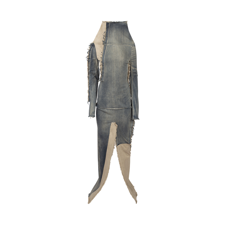 rick owens denim dress Rick Owens: Women's Denim Prong Dress (Dark Dust)