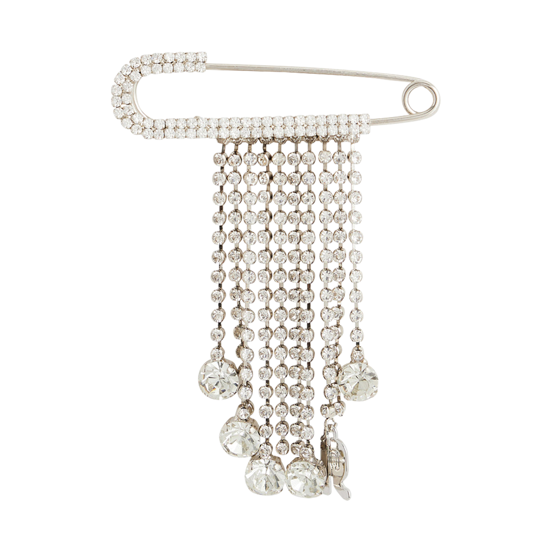 Crystal-Embellished Safety Pin Bag Charm
