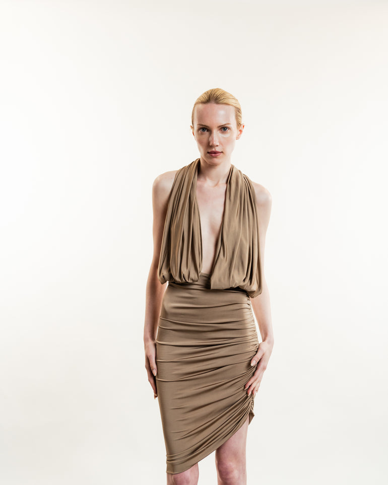 Halter Midi Dress | On-Model full body view of Halter Midi Dress MAGDA BUTRYM