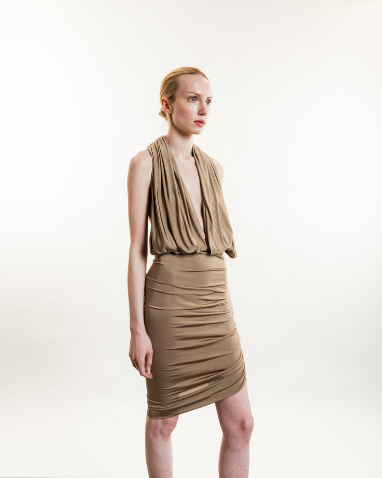 Halter Midi Dress | On-Model full body view of Halter Midi Dress MAGDA BUTRYM