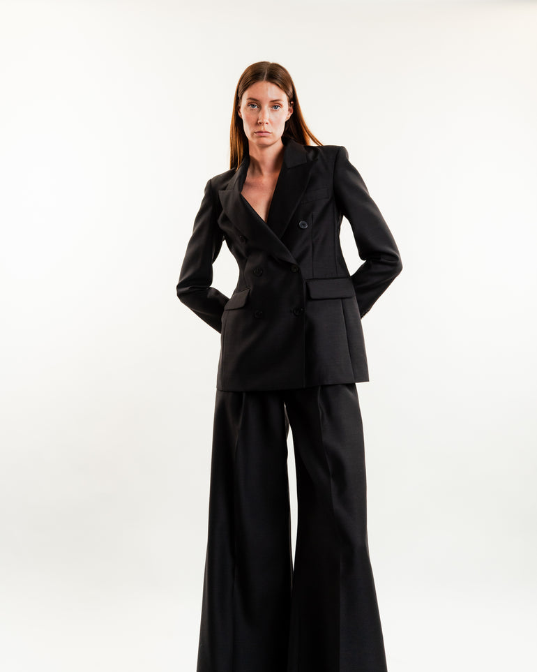 Laurence Tailored Trousers |On-Model front view of Laurence Tailored Trousers HEIRLOME